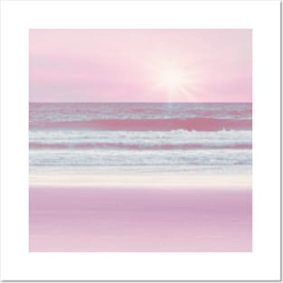 Pink Sunset Beach Posters and Art